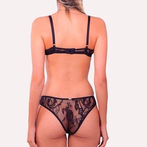Brazilian Lingerie Plunge Cut Push up Bra and Brazilian Cut Panty Lingerie Set